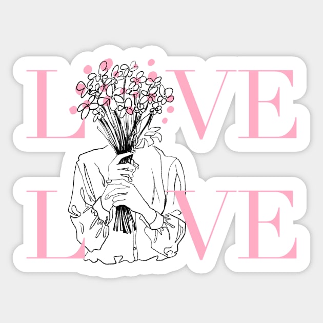 girl with flowers, love life Sticker by thecolddots